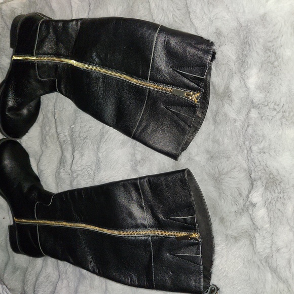 IMAN Size 7.5M Black Leather Riding Boots - Picture 2 of 7